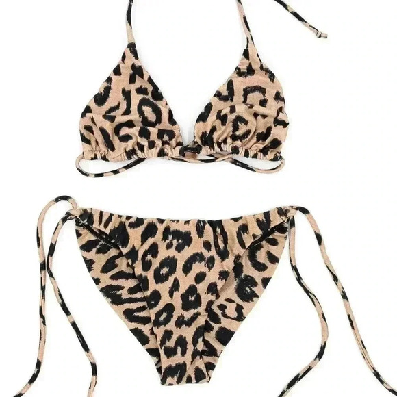Leopard Print Bikini 2 Piece Set Size Small Chic Summer Animal Print Swimsuit